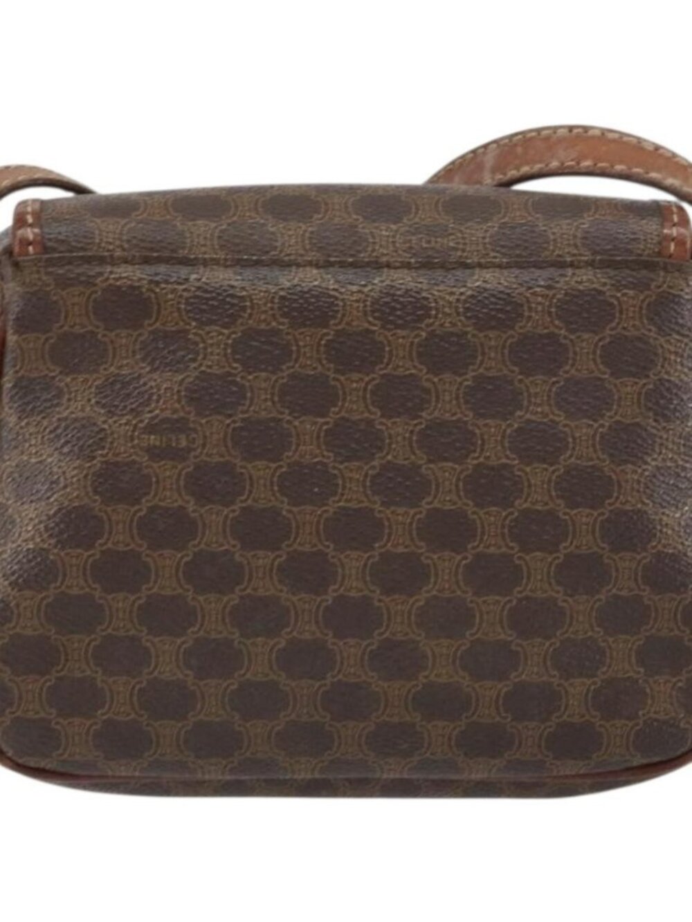 Authentic CELINE Macadam Canvas Shoulder Bag PVC Leather Brown Gold - Picture 9 of 16